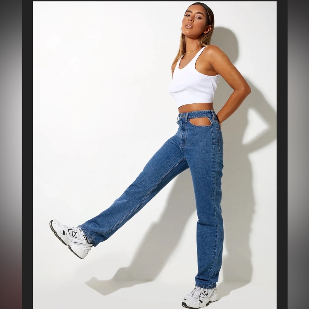 PrettyLittleThing Blue Straight Leg Pants NWT